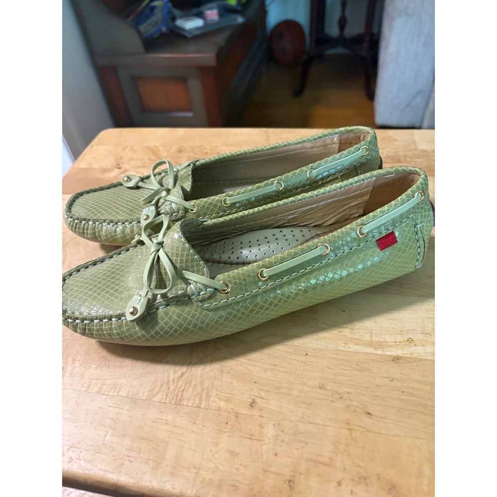 Marc Joseph New York Cypress Hill Green Snakeskin Leather Driving Loafers 7.5